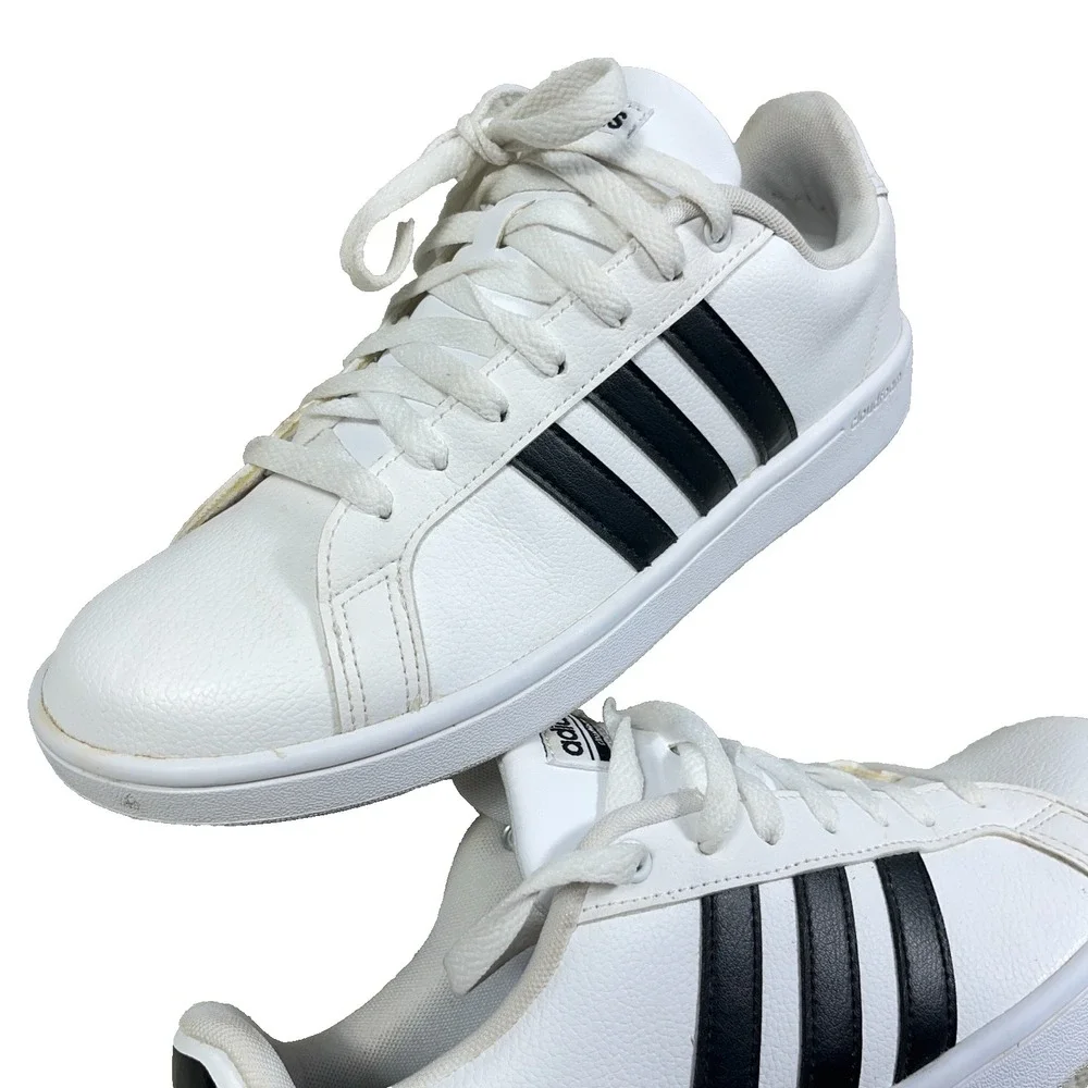 Adidas Cloudfoam Advantage AW4287 White Leather Low Top Sneaker Womens Shoes 10 - Picture 2 of 14